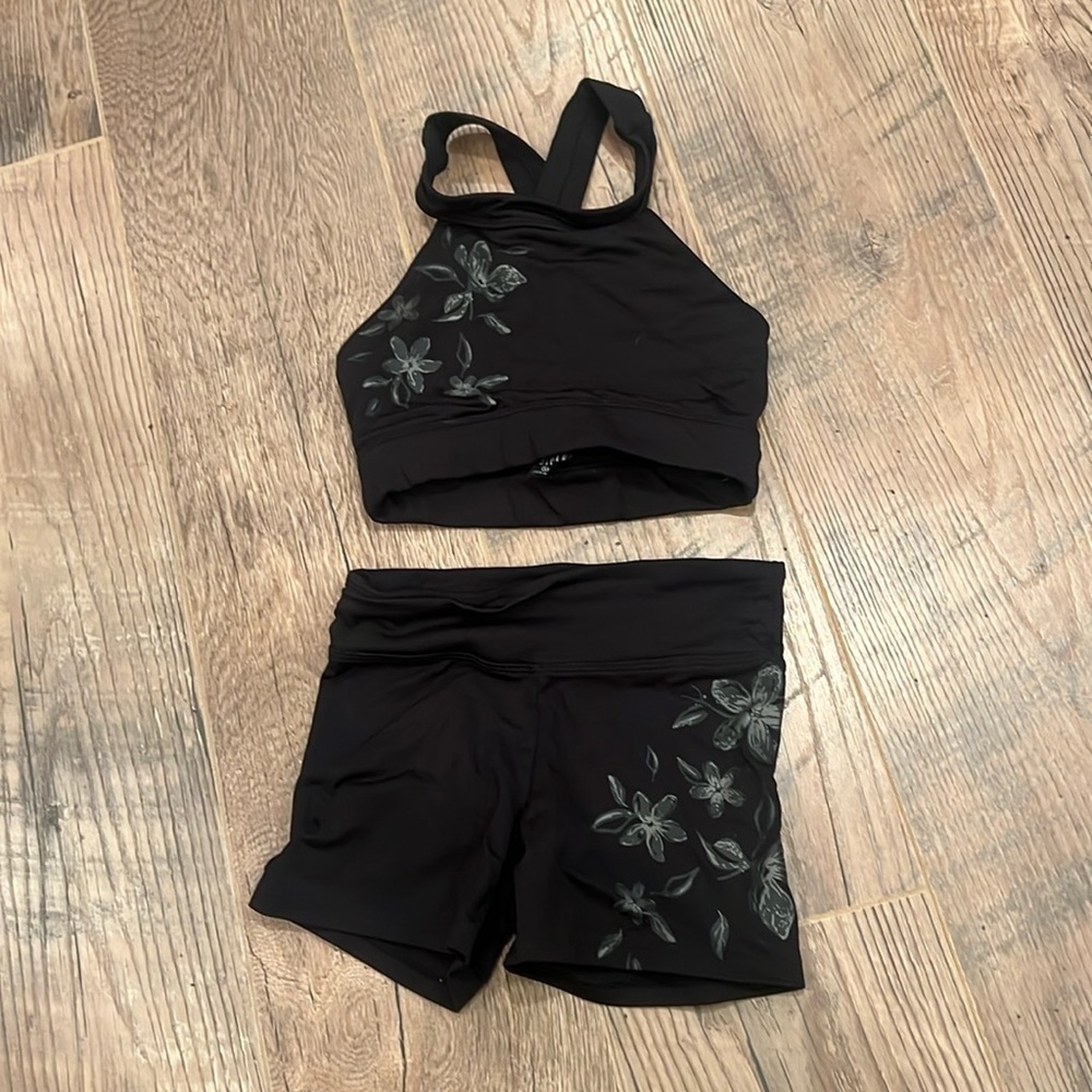Bloch Kids Black Tank & Shorts Set Size 6x-7